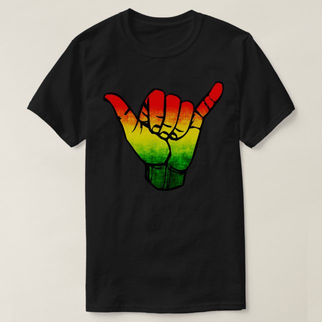 Camiseta Jamaica Flag Rasta Hawaii Shaka Sinal ArtRetro Sha (Frente do Design)