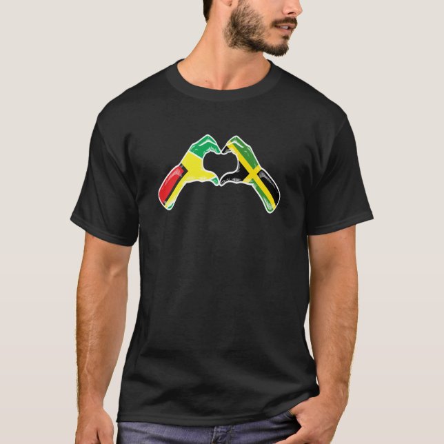 Camiseta Jamaica Guyana Flag Jamaican Guyanese Heart (Frente)