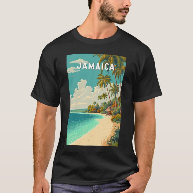 Camiseta Jamaica Illustration Travel Art Vintage (Frente)