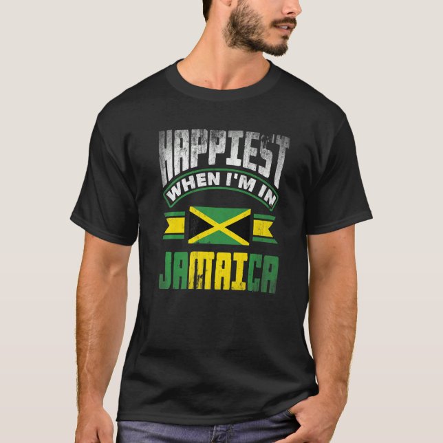 Camiseta Jamaica Jamaican Jamaica Flag Happiest When Im in  (Frente)