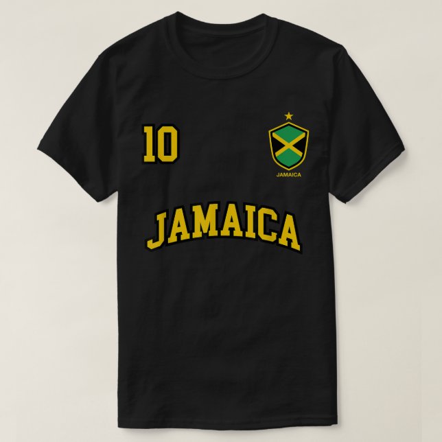 Camiseta Jamaica  Number 10 Soccer Team Sports Jamaican Fla (Frente do Design)