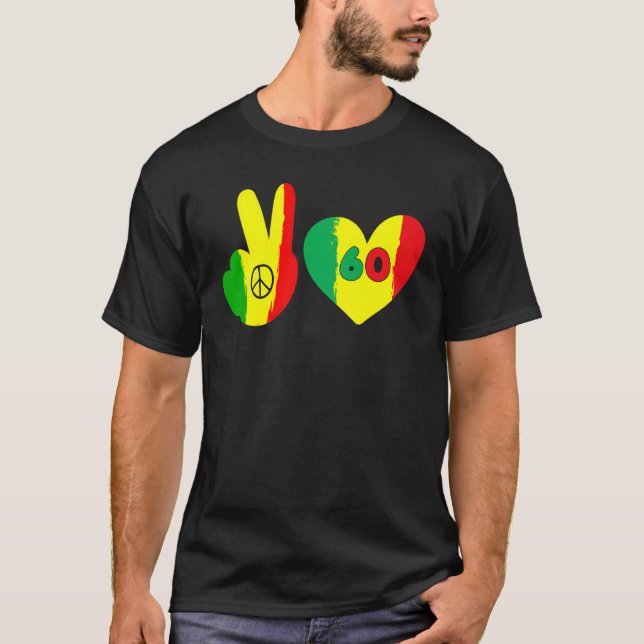 Camiseta Jamaica Peace Sign Love Flag 60 Independence Day Y (Frente)