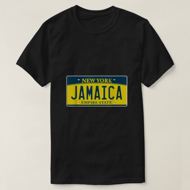 Camiseta Jamaica Queens NY New York Neighhood License Pl (Frente do Design)