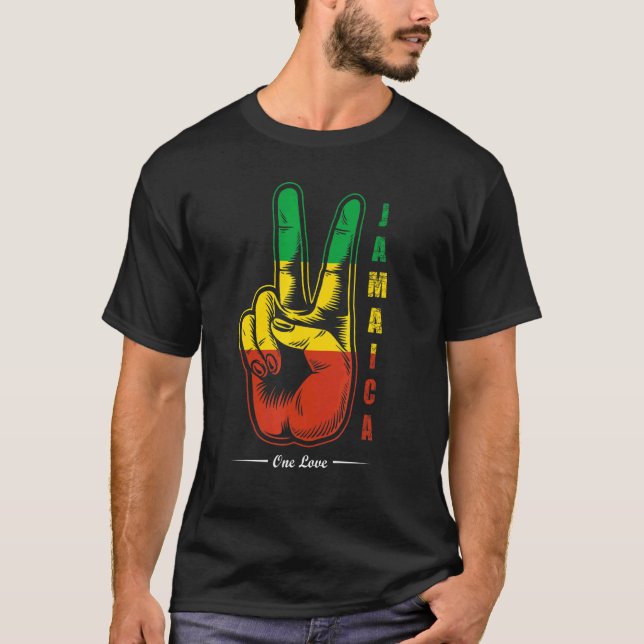 Camiseta Jamaica Rasta Pride Love Peace Rastafarian Caribe (Frente)