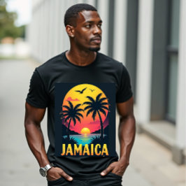Camiseta Jamaica Retro Sunset - Árvore Tropical de Palm Vin