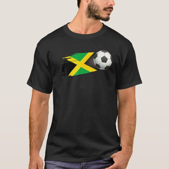 Camiseta Jamaica Soccer Ball Jamaica Flag Jersey - Jamaican (Frente)