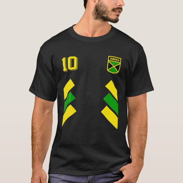 Camiseta Jamaica Soccer Jamaican Football Stripes 10 Jersey (Frente)
