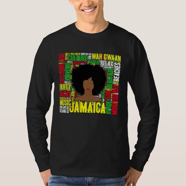 Camiseta Jamaica Vacation Afro Woman Word Art (Frente)