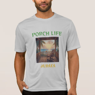 Camiseta Jamaica Vida na varanda ao nascer do sol da manhã 