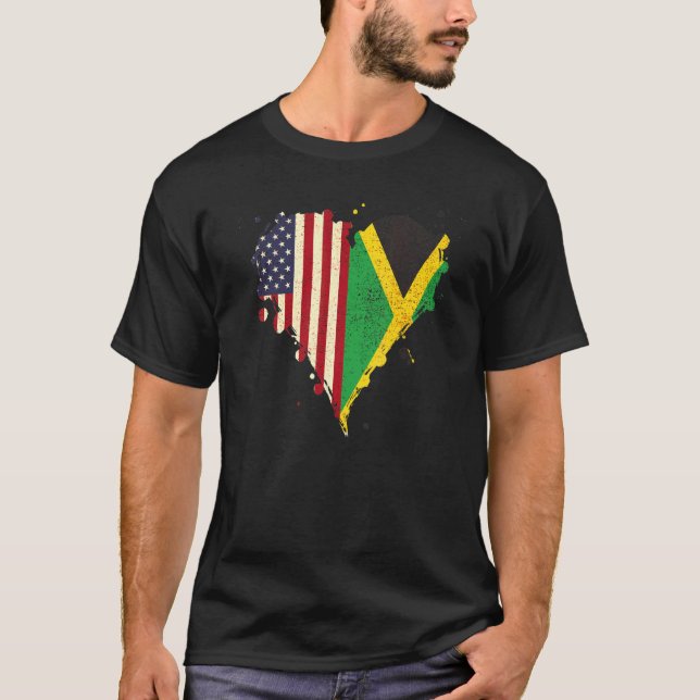 Camiseta Jamaican American Love Jamaica And Usa (Frente)