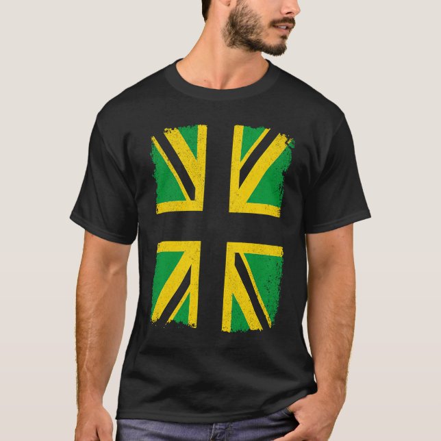 Camiseta Jamaican flag colours on British Union Jack  Jamai (Frente)