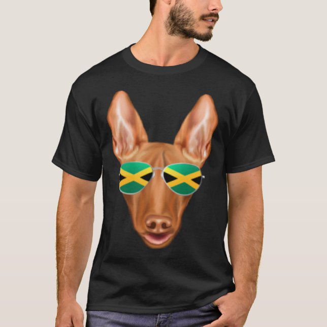 Camiseta Jamaican Flag Pharaoh Hound Dog Jamaica Pocket (Frente)