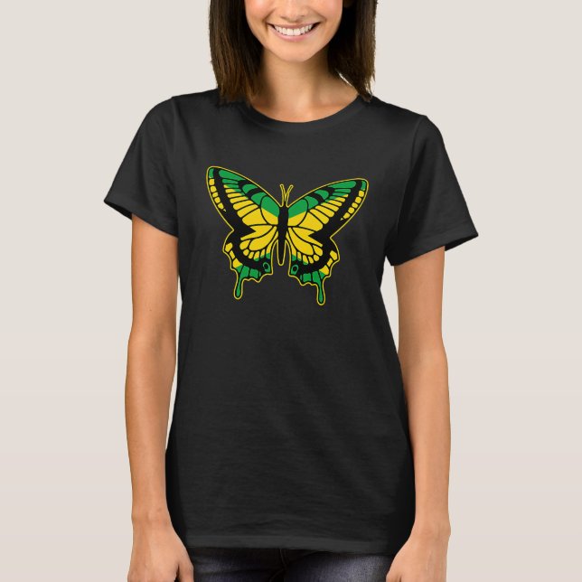 Camiseta Jamaican Flag Reggae Jamaica Butterfly (Frente)