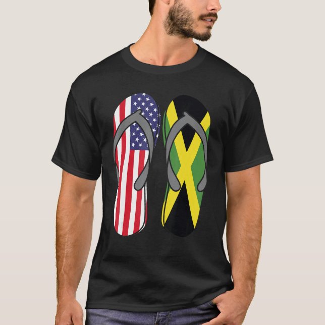 Camiseta Jamaican Flag Sandals USA Jamaica Root Pr (Frente)