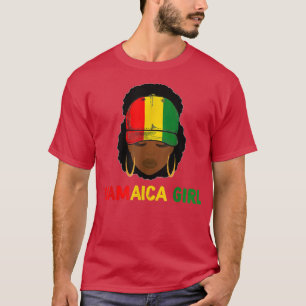 Camiseta Jamaican Girl Afro Jamaica Flag Hat Pride Patrioti