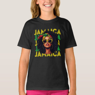 Camiseta Jamaican Girl Flag, mulher jamaicana orgulhosa