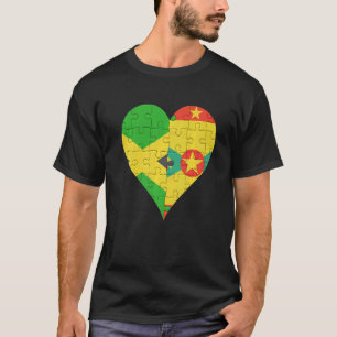 Camiseta Jamaican Grenadan Flag Heart