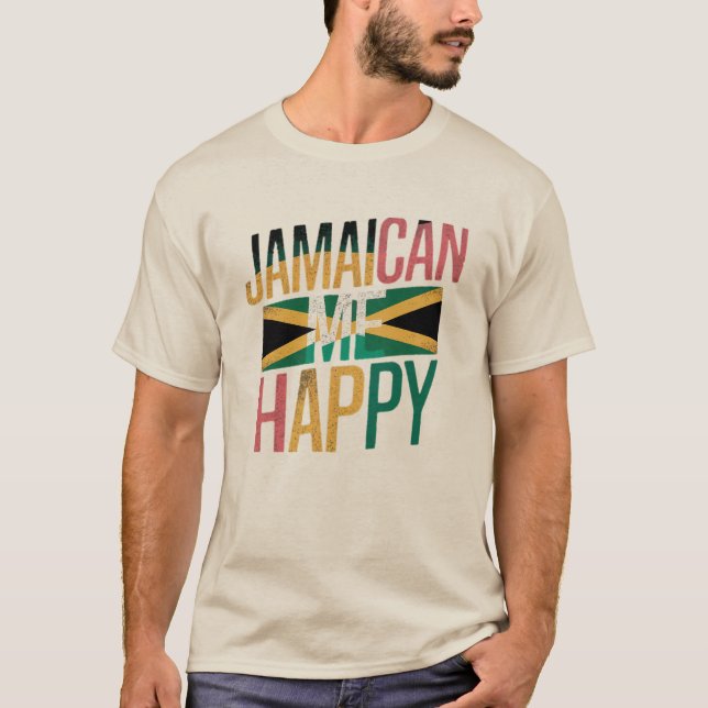 Camiseta Jamaican Me Happy - Diversão Jamaica Island Vibs (Frente)