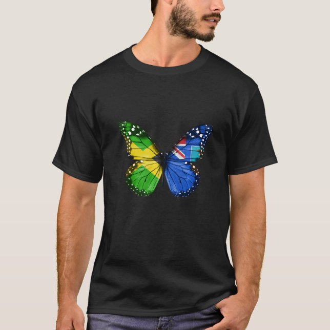 Camiseta Jamaican Montserratian Flag Butterfly   (Frente)