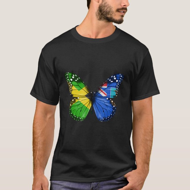 Camiseta Jamaican Montserratian Flag Butterfly (Frente)