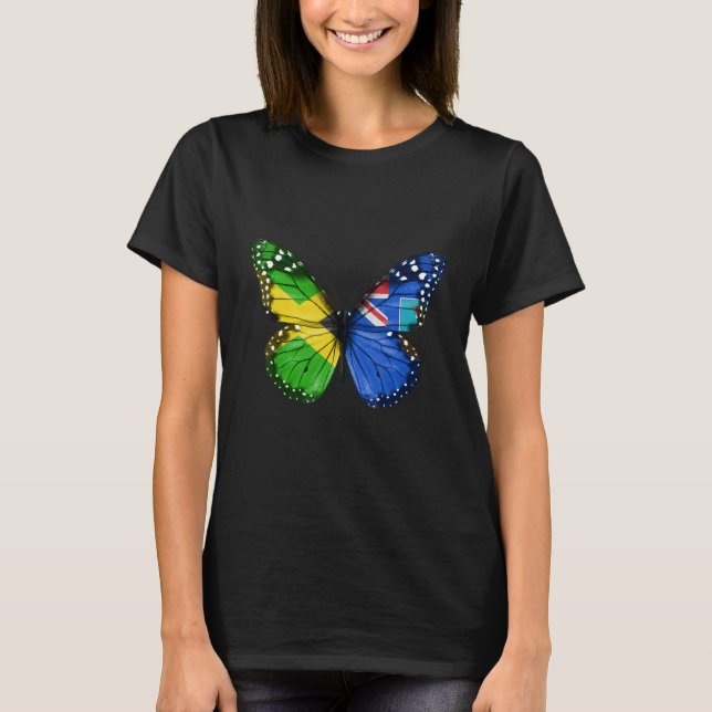Camiseta Jamaican Montserratian Flag Butterfly (Frente)