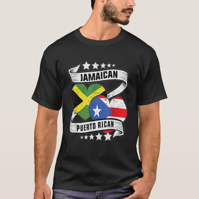 Camiseta Jamaican puerto rican  Half Puerto rican half Jama (Frente)