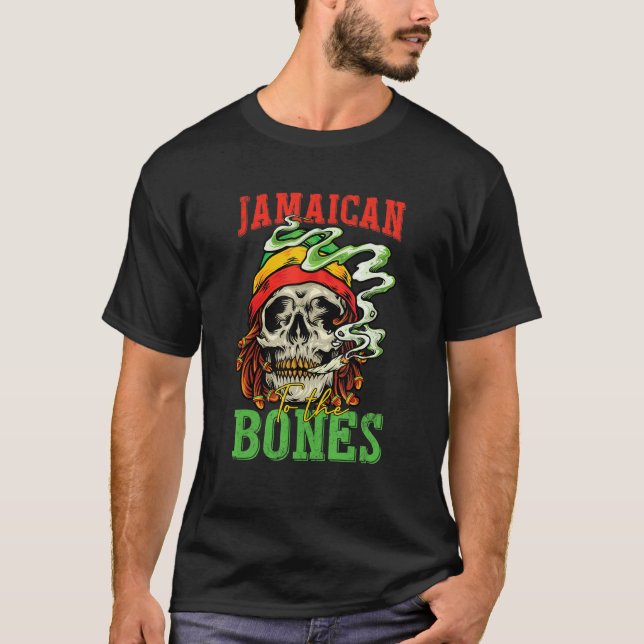 Camiseta Jamaican To The Bones Cool Skull For Man Woman (Frente)
