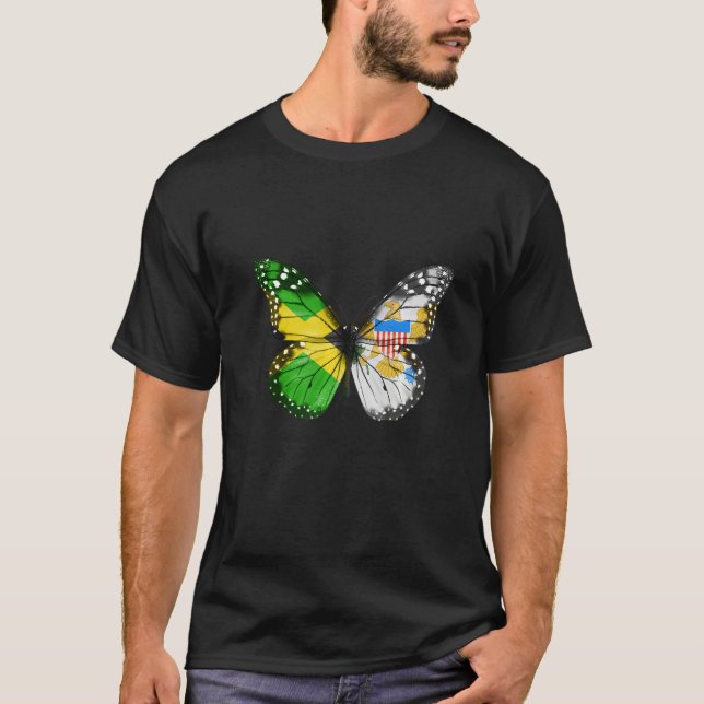 Camiseta Jamaican Virgin Islander Flag Butterfly   (Frente)