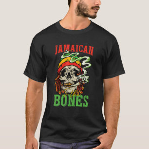Camiseta Jamaicano Aos Ossos Legal Crânio Para Mulher Homem