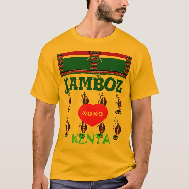 Camiseta Jambo Hakuna Matata Eu adoro o Quênia XOXO T-Shirt (Frente)
