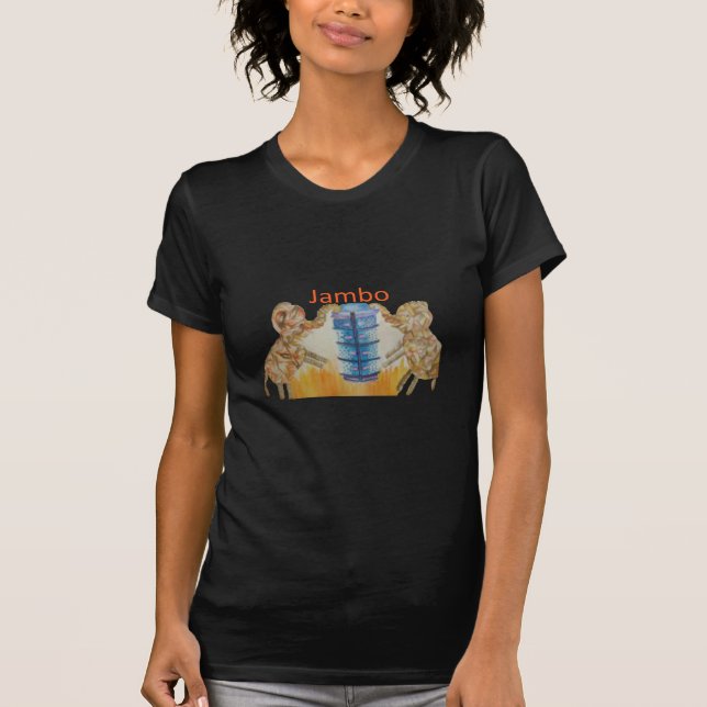 Camiseta Jambo Jumbo African Kids Elephants Art Impressão (Frente)