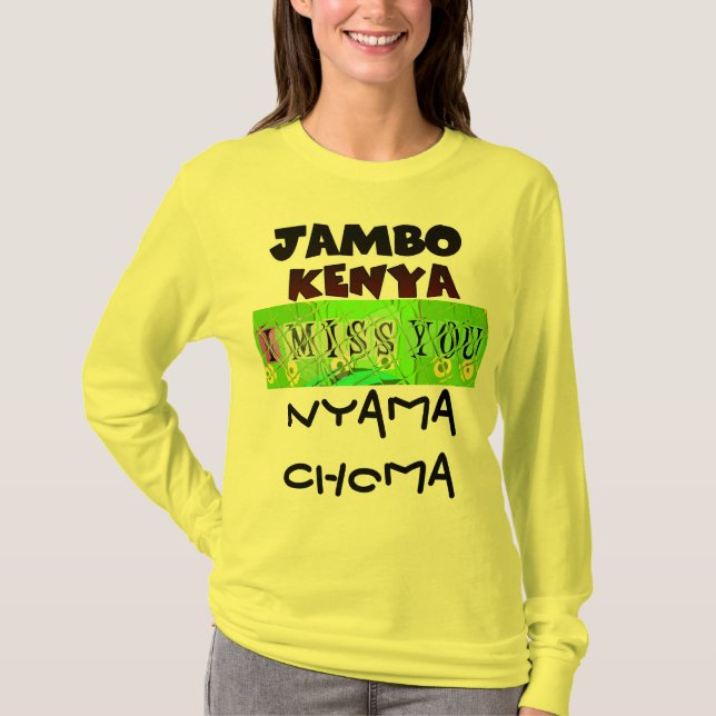 Camiseta Jambo Kenya Hakunamatata I miss U like Nyama choma (Frente)