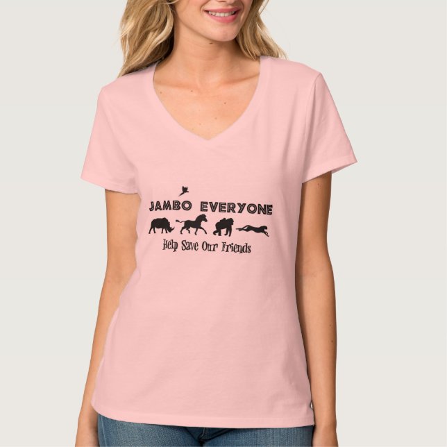 Camiseta Jambo todos ajuda para salvar animais pstos em (Frente)