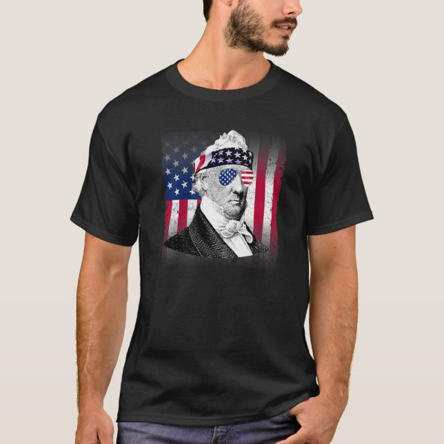 Camiseta James Buchanan Patriotic American Flag 4 de julho (Frente)