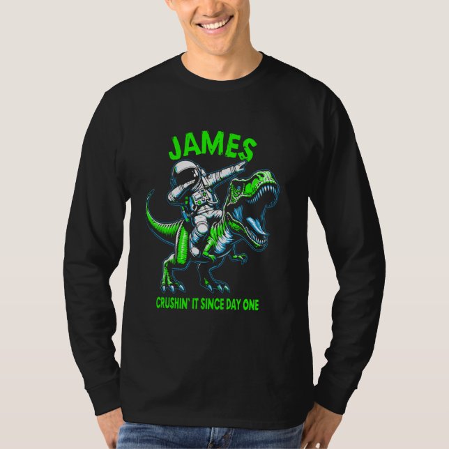Camiseta James Crushin' It Since Day One Astronaut Dinosaur (Frente)