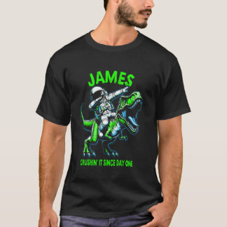 Camiseta James Crushin' It Since Day One Astronaut Dinosaur