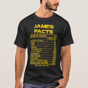 Camiseta JAMES fatos servindo nutrientes valor diário pais