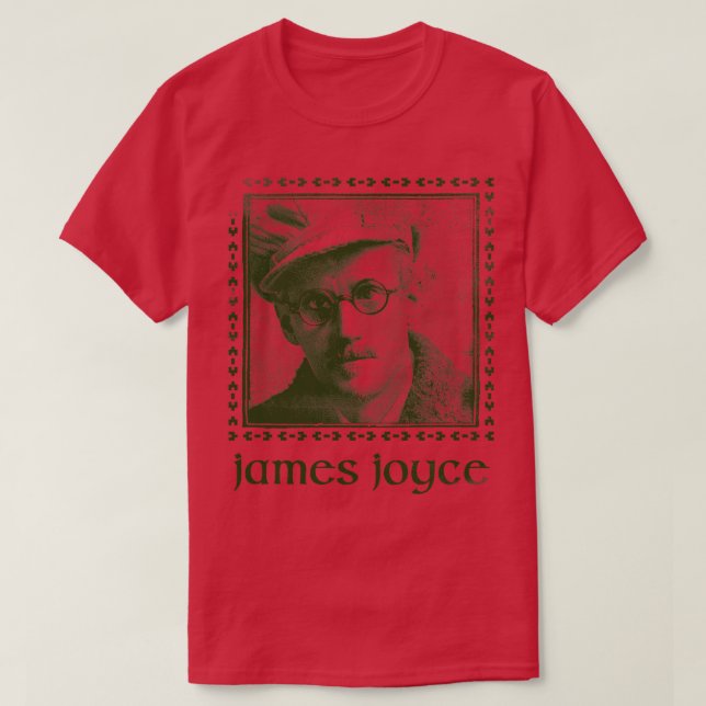Camiseta James Joyce Retro Estilo Estilo Desvanecido Design (Frente do Design)