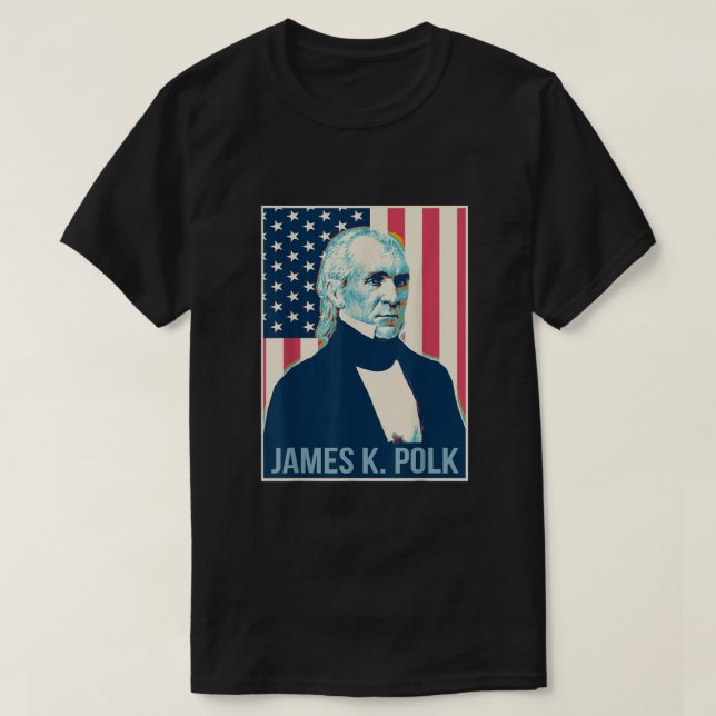 Camiseta James K Polk Presidente EUA Bandeira Shirt (Frente do Design)