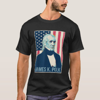 Camiseta James K Polk Presidente EUA Bandeira Shirt