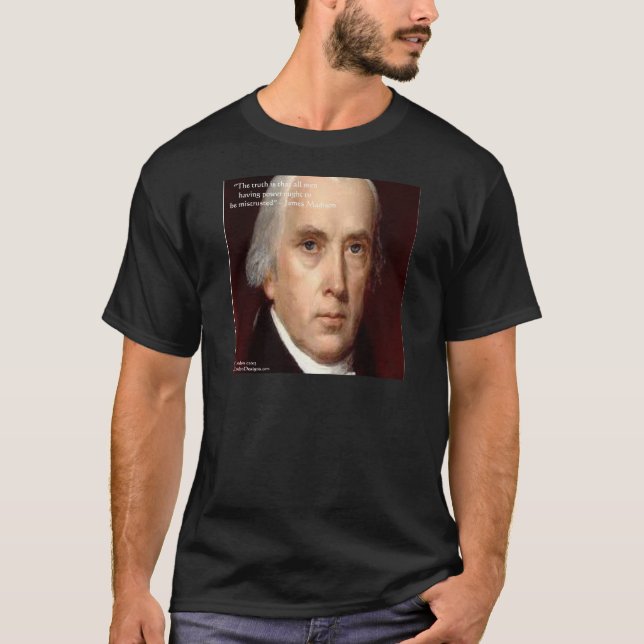 Camiseta James Madison "Mistrust Power" Citação de Sabedori (Frente)