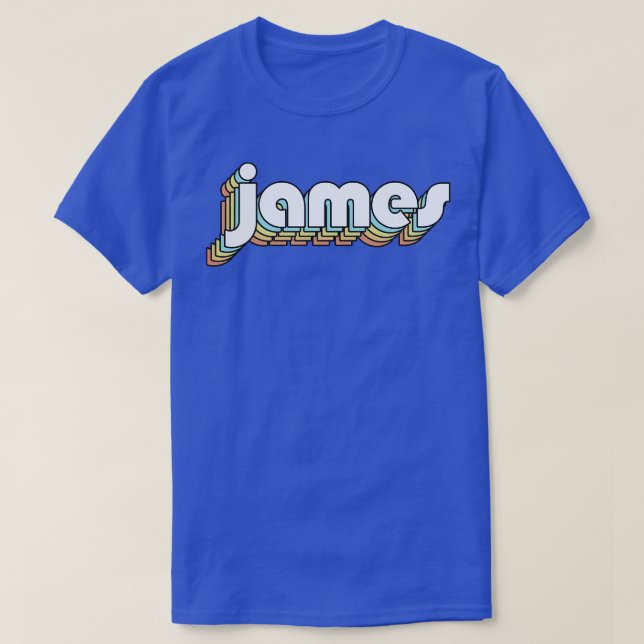 Camiseta James Retro Rainbow Tipografia Estilo Desvanecido (Frente do Design)