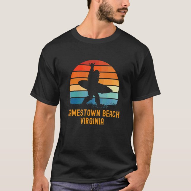 Camiseta Jamestown Beach Virginia Sasquatch Souvenir (Frente)