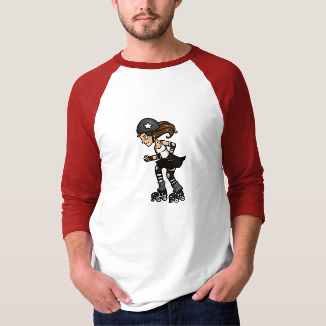 Camiseta Jammer de Derby do rolo preto e branco (Frente)