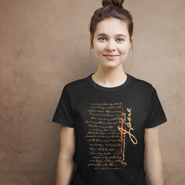Camiseta Jane Austen - Escrita Manual (Criador carregado)
