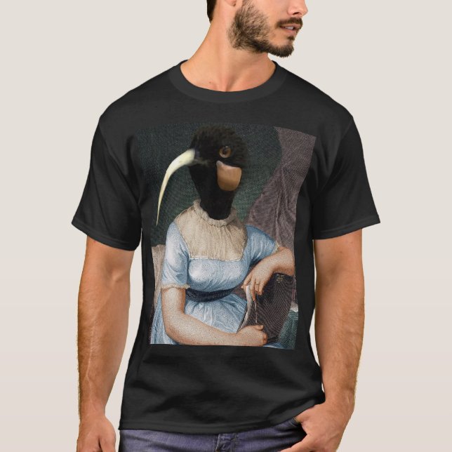 Camiseta  Jane Austen portrait with bird head (Frente)