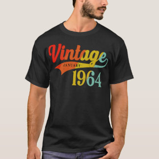 Camiseta Janeiro de 1964 Aniversário Vintage Janeiro de 196