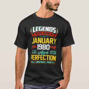 Camiseta Janeiro De 1980 42º Aniversário Presente A 42 Anos