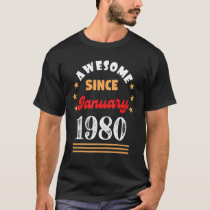 Camiseta Janeiro de 1980 Amo de Aniversário desde 1980 Jane