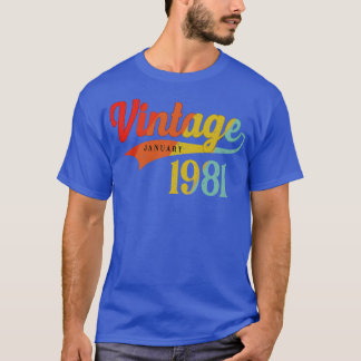 Camiseta Janeiro de 1981 Aniversário Vintage Janeiro de 198